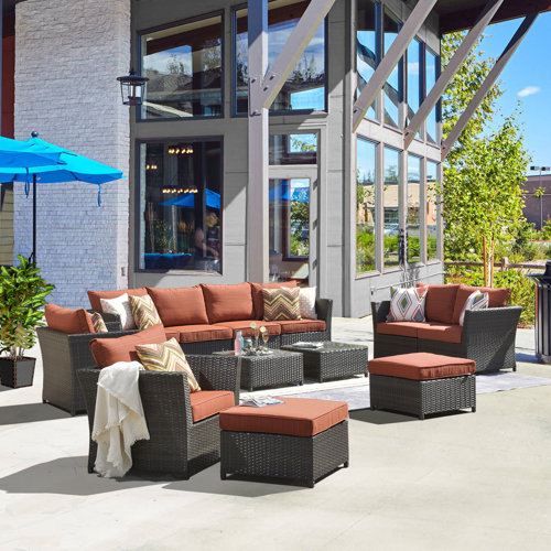 Red Barrel Studio® Archibald 8 Person Outdoor Seating Group with